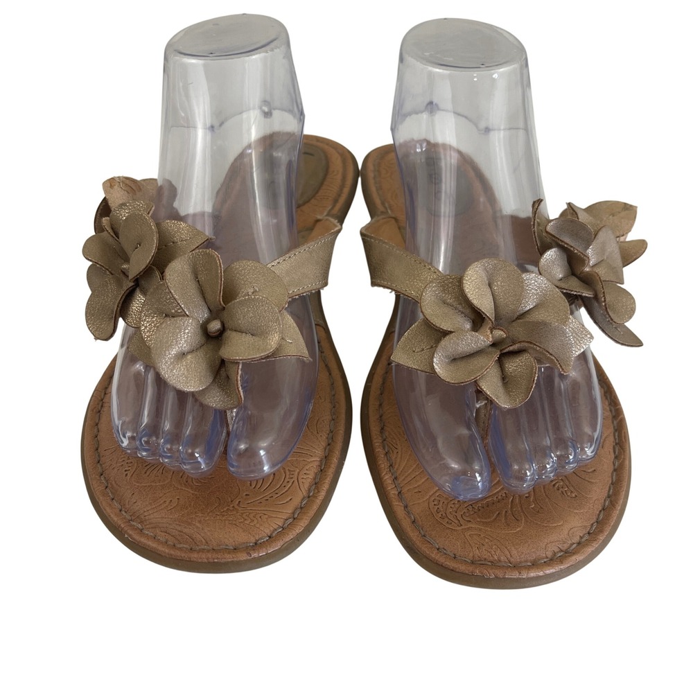b.o.c. Born Concept Sandals 9M Gold Floral Thong Cottagecore Boho Beach Feminine